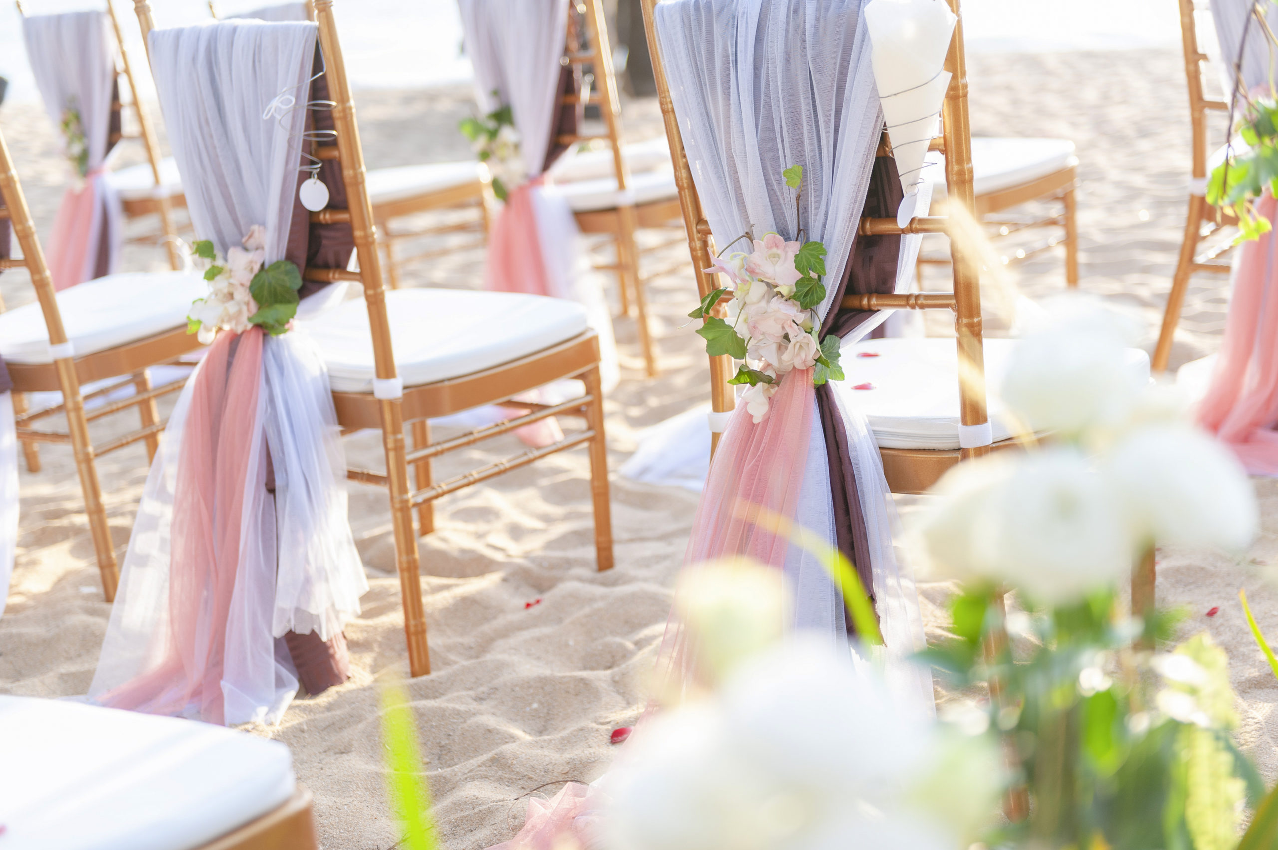 Romantic Wedding seating on the beach